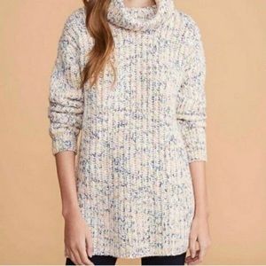 Lou & Grey Rainbow Marled Knit Chunky Turtleneck Sweater Tunic